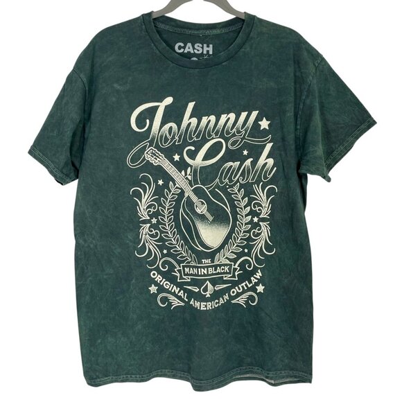 NWOT Johnny Cash Man in Black Band Tee Green Large 100% Cotton Licensed Merch - Picture 8 of 8
